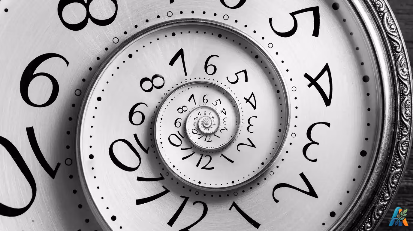 Ilusi optik jam dinding berbentuk spiral tak terbatas untuk artikel makna di balik tanggal lahir