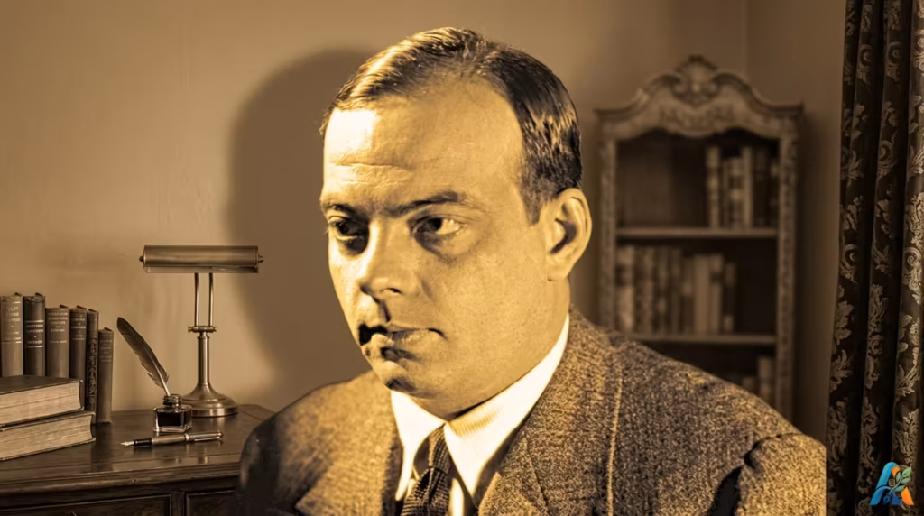 Potret klasik penulis Amerika Antoine de Saint-Exupéry dengan gaya vintage bernuansa sepia yang ikonik.