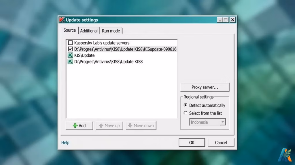 Kaspersky Update Setting
