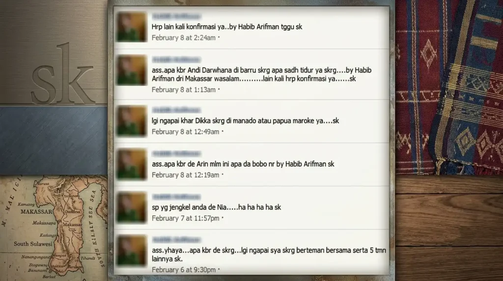 Kumpulan komentar beruntun di Facebook bertema Habib ngomong sendiri dengan akhiran teks sk