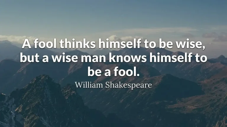 Kutipan William Shakespeare tentang orang bijak dan orang bodoh dengan latar belakang pemandangan gunung