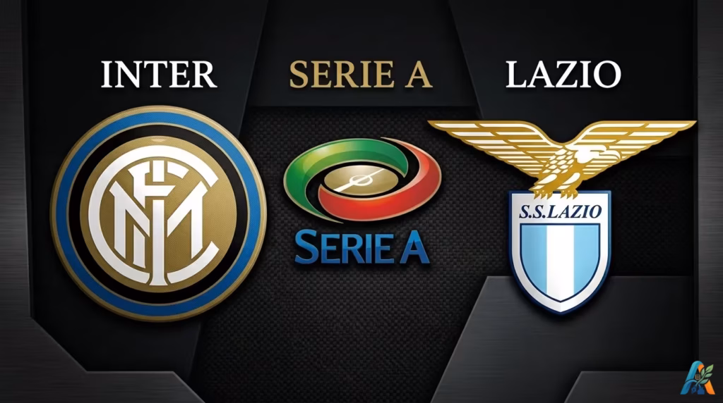 Logo Inter Milan dan SS Lazio berdampingan dengan logo Serie A, menggambarkan persahabatan panjang kedua klub sepak bola Italia tersebut.