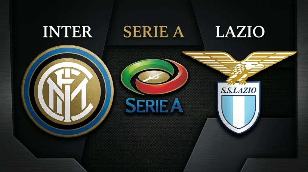 Logo Inter Milan dan SS Lazio berdampingan dengan logo Serie A, menggambarkan persahabatan panjang kedua klub sepak bola Italia tersebut.