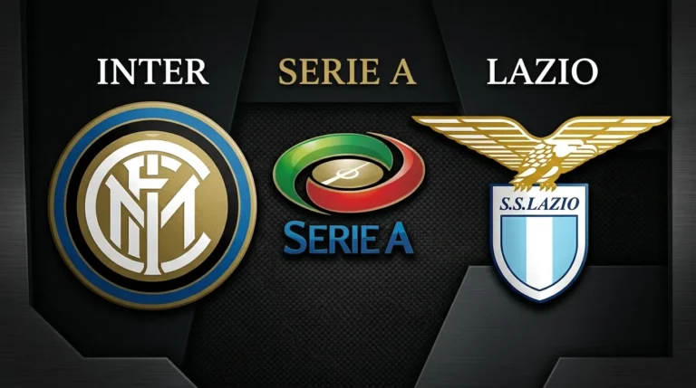 Logo Inter Milan dan SS Lazio berdampingan dengan logo Serie A, menggambarkan persahabatan panjang kedua klub sepak bola Italia tersebut.