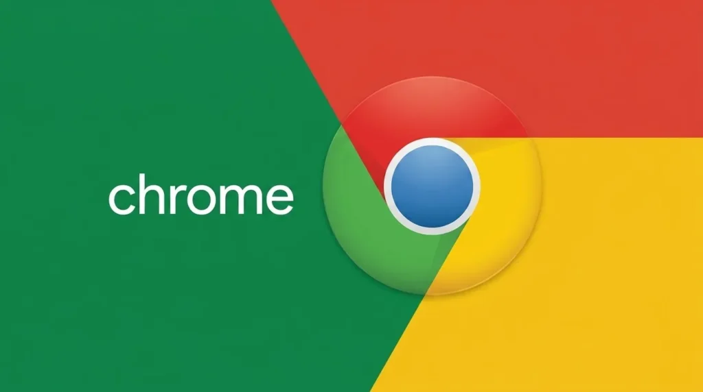 Logo resmi Google Chrome berlatar warna hijau, merah, dan kuning untuk panduan glyphics symbol special character dan autotext