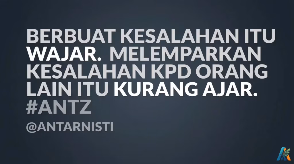 Kutipan motivasi tentang tanggung jawab pribadi dan etika dalam mengakui kesalahan, dengan latar belakang desain yang bersih dan tegas.