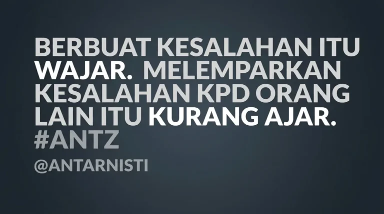 Kutipan motivasi tentang tanggung jawab pribadi dan etika dalam mengakui kesalahan, dengan latar belakang desain yang bersih dan tegas.
