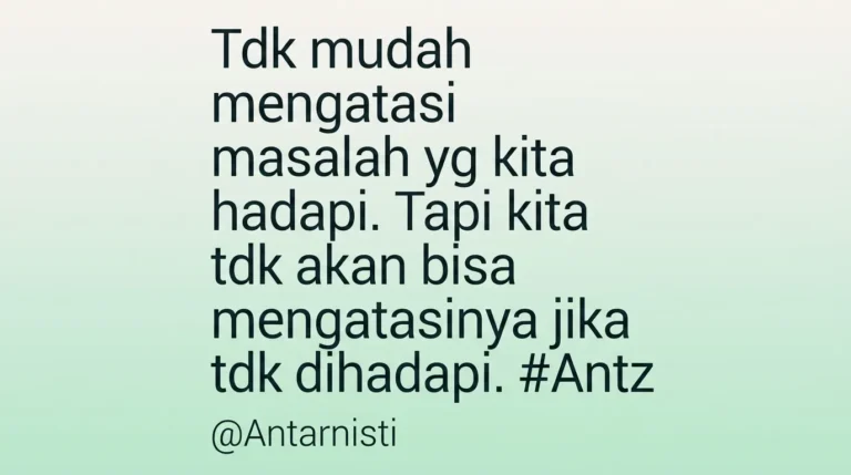 Kutipan motivasi tentang keberanian menghadapi masalah hidup, ditampilkan dengan desain tipografi bersih di atas latar belakang gradasi warna lembut.