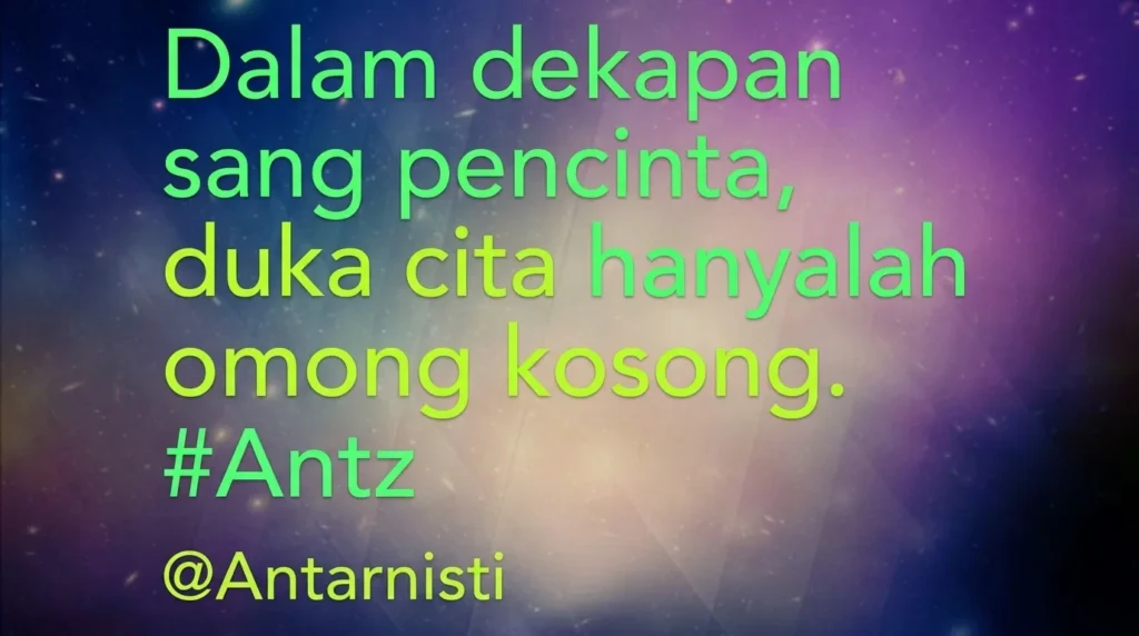Kutipan motivasi bernuansa spiritual dengan teks berwarna hijau cerah di atas latar belakang galaksi luar angkasa yang indah dan misterius.