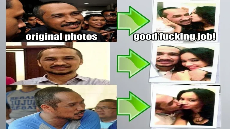 Kolase foto Abraham Samad, membandingkan foto asli dengan foto editan, sebagai visual dalam konteks isu kriminalisasi terhadap Abraham Samad.