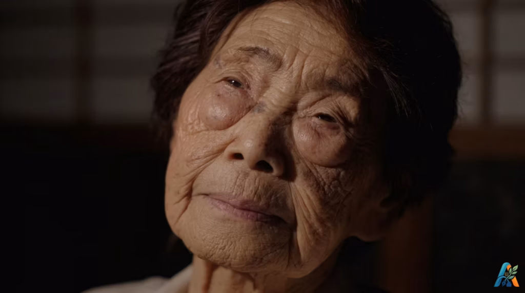 Potret dekat Kikuyo Nakamura, seorang lansia 101 tahun penyintas bom atom (hibakusha) Nagasaki yang berjuang melawan dampak radiasi.