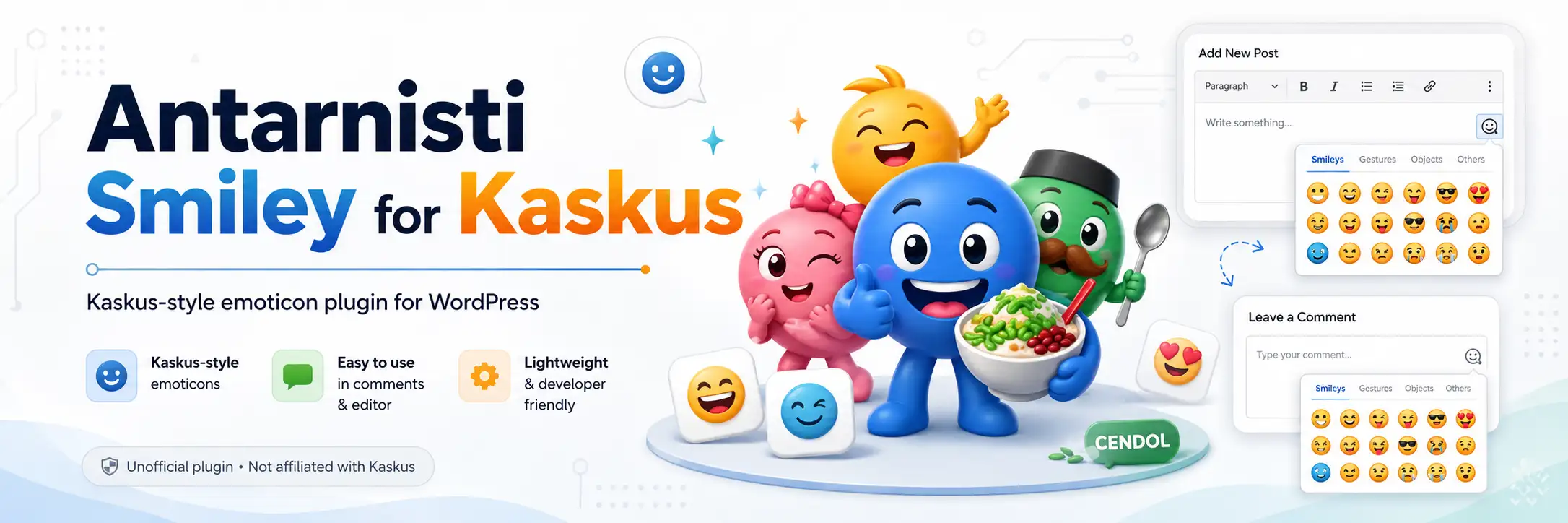 Antarnisti Smiley for Kaskus adalah plugin WordPress untuk menambahkan emoticon bergaya Kaskus ke dalam post, page, dan komentar.
