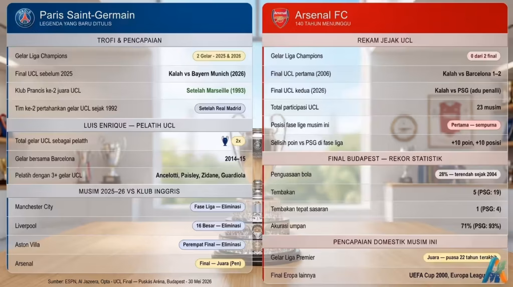 Rekor dan Pencapaian PSG vs Arsenal