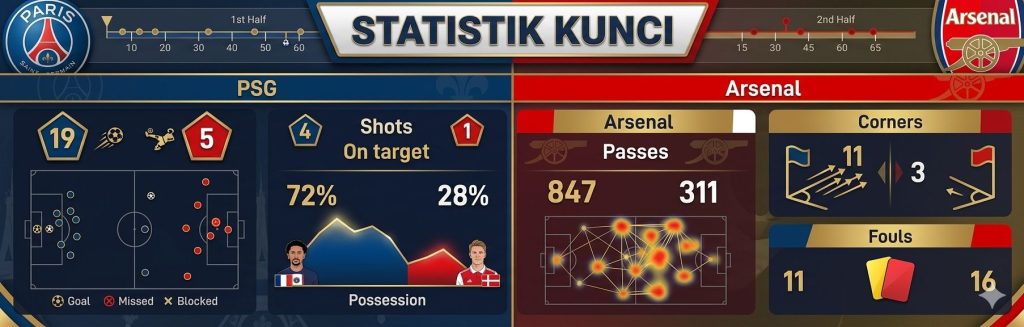 Statistik Kunci PSG vs Arsenal