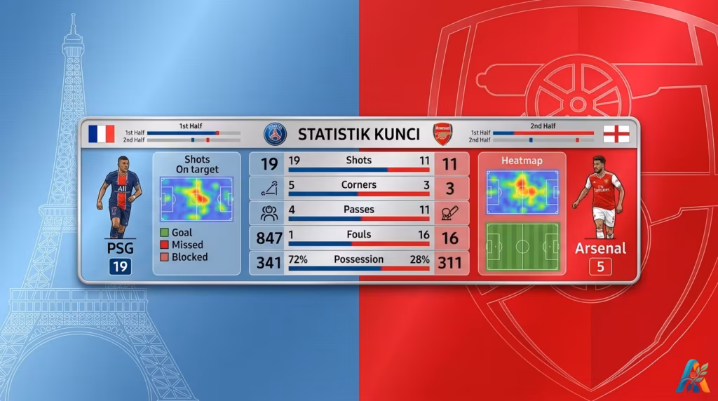 Statistik Kunci PSG vs Arsenal